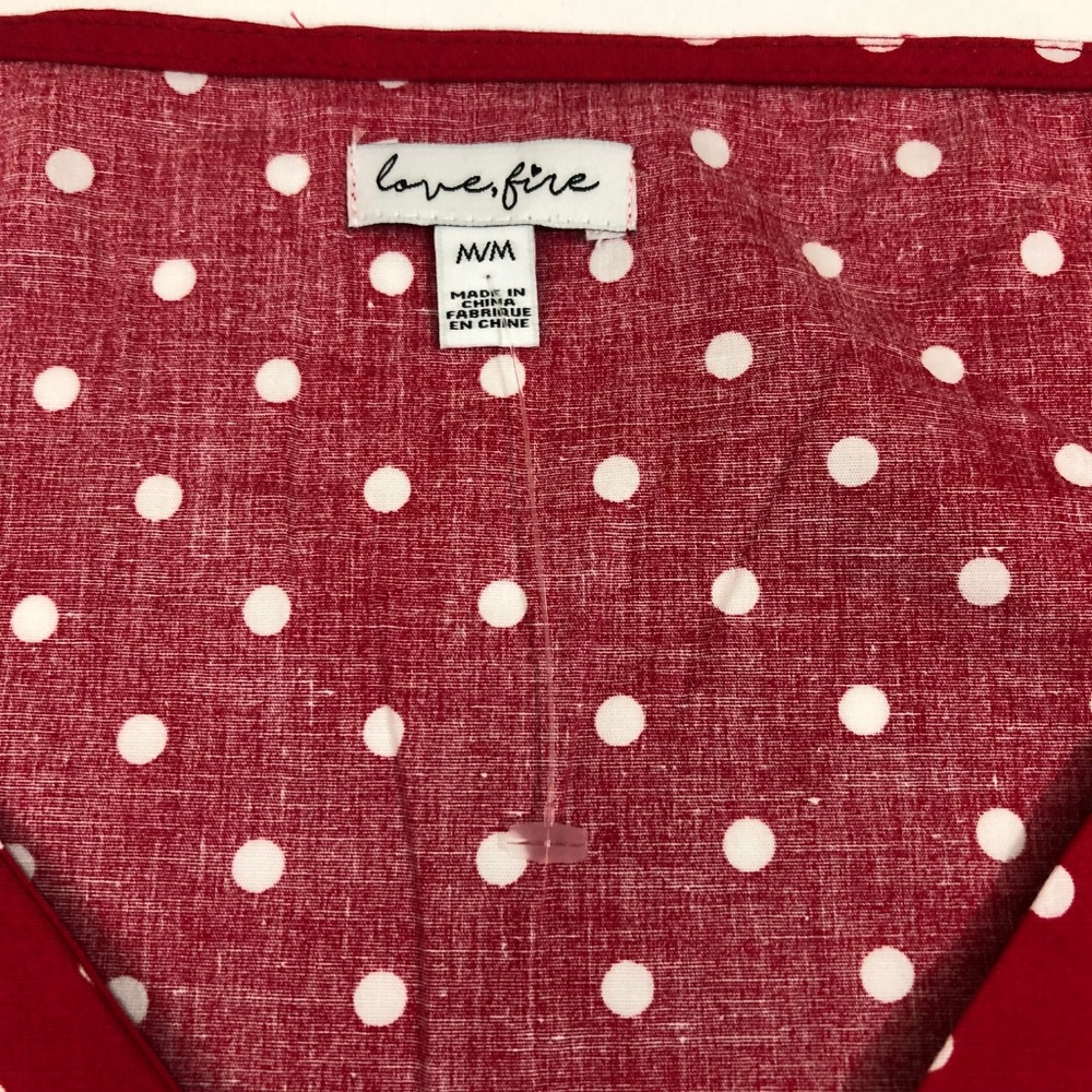 Love Fire Red White Polka Dot Top NWOT - Picture 4 of 8